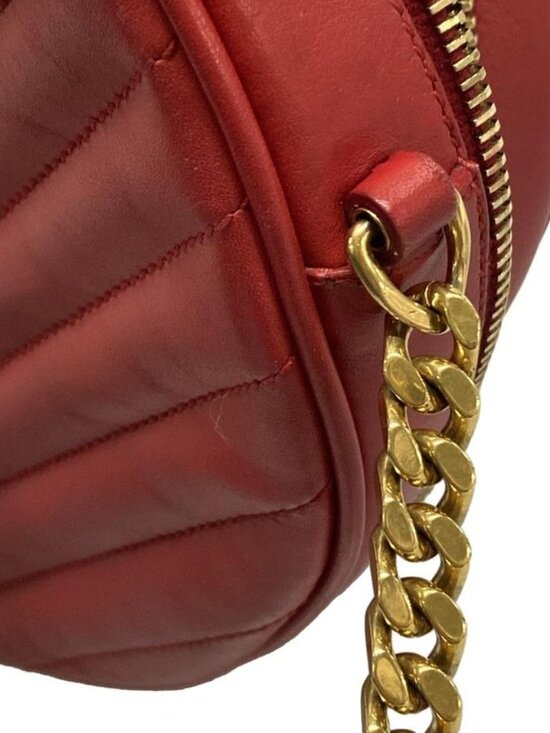 Saint Laurent Paris Shoulder Bag Red Chain Leather - Picture 10 of 15